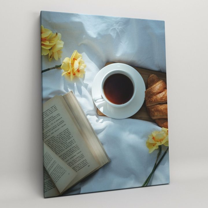Кофе и книга, холст